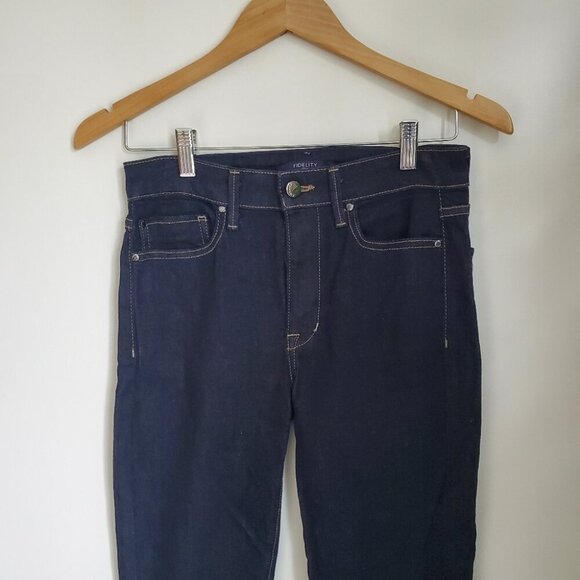 FIDELITY | Dark Indigo Blue Lily High Boot Cut Denim Jeans (26) - Picture 2 of 9